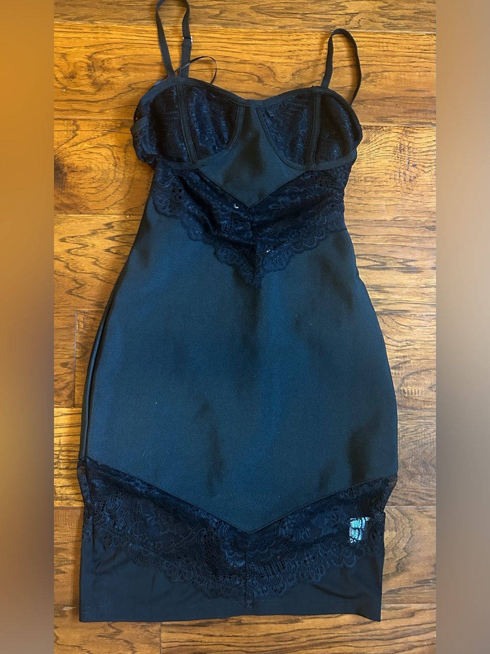 Fashion Nova Black bandage Lace-Trim Dress
